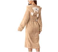 Dressing Gown With Ears Fluffy Extra Thick Winter Womens Dressing Gown With Hood Lovely Animal Ears Bathrobe Cute Dog Ear Hooded Pyjamas Cartoon Animal Bathrobe Comfy Thickened Nightgown