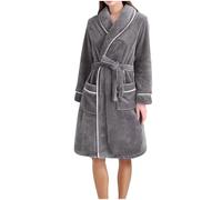 Dressing Gown Women Fluffy Robes Super Soft Plush Fleece Long Robe Sleepwear Thick Warm Cosy Loungewear Nightwear Bathrobe Shawl Collar Warm Winter House Robes with Belts