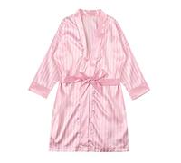 Dressing Gown Womens Ladies Satin Silk Pyjamas Sexy Striped Nightgown Plus Size Bath Robe Thin Style Lightweight Nightdress Sleepwear Bride and Bridesmaid Robes with Oblique V-Neck