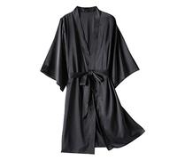 Dressing Gowns For Women Uk Lightweight Plus Size -Plus Size Satin Black