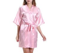 Dressing Gowns Unisex Kimono Robe Knit Bathrobe Nightwear Sleepwear Hotel Size UK Lightweight Luxury Bathrobes Soft Lace Trim 3/4 Sleeve Ladies Loungewear for Bridal,Wedding Party Robes