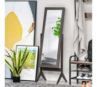 HOMCOM Freestanding Dressing Mirror 148x47cm Adjustable Angle Dark Brown Frame