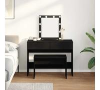 Dressing Stool Black Oak 70x35x45cm Engineered Wood Matte Compact Seat VanityUse