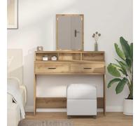 Dressing Table Artisan Oak Wood Material 100 x 41 x 140 cm with Mirror and Drawer, Makeup Table with Storage Space, Cosmetic Styling Chest of Drawers for Bedroom and Bathroom