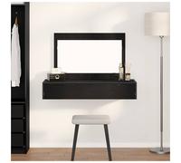 Dressing Table Black Oak 100 x 40 x 70 cm Engineered Wood Matte Mirror Ample box