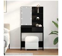 vidaXL Dressing Table Vanity with LED, Black Oak, Engineered Wood, 74.5 x 40 x 141 cm