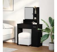 Dressing Table Black Oak 86.5x35x136cm Engineered Wood with Drawers Mirror Tall