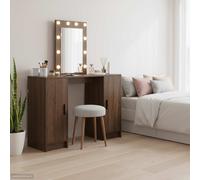 Dressing Table with Mirror Lights with Storage Engineered Wood Makeup vidaXL