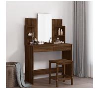 Dressing Table Brown Oak 96x39x142 cm Engineered Wood Vanity with Mirror 4-shelf