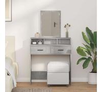 Dressing Table Concrete Grey 79x41x140cm Engineered Wood Mirror Drawers Large UK
