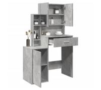 Dressing Table Concrete Grey Engineered Wood 80x35x132cm Mirror Storage 7Shelves