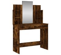 Dressing Table Cosmetic Makeup Vanity Desk with Mirror Smoked Oak vidaXL