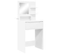 Dressing Table Cosmetic Table with Mirror and Drawer White 80 x 39.6 x 135 cm Wood Material with Storage Space and Shelves for Bedroom and Bathroom