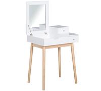 Dressing Table Desk Flip-up Mirror 2 Drawers Bedroom Makeup White HOMCOM