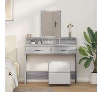 Dressing Table Grey Sonoma 100x41x140cm Engineered Wood LED Mirror Drawer Shelf