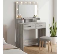 Dressing Table with Mirror Lights with Drawer Engineered Wood Vanity vidaXL
