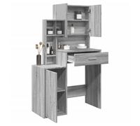 Dressing Table Grey Sonoma 80x35x132 cm Engineered Wood Mirror & Storage Drawer