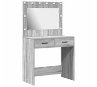 Dressing Table Grey Sonoma Wood Composite with LED Lighting, 78.5 x 41 x 135 cm, 2 Drawers, Flat Mirror, Storage Space and Organiser, Ideal for Bedroom and Makeup Styling