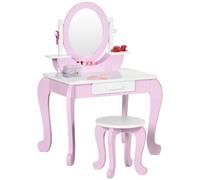 Zonekiz Kids Dressing Table Set, Kids Vanity Set W/ Drawer - Pink