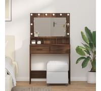 Dressing Table with Mirror Lights with Drawer Engineered Wood Vanity vidaXL