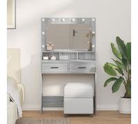 Dressing Table with Mirror Lights with Drawer Engineered Wood Vanity vidaXL