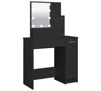 Dressing Table Makeup Desk with LED Vanity Black vidaXL