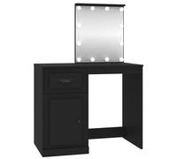 Dressing Table Makeup Vanity Desk with LED Black Engineered Wood vidaXL