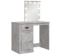 Dressing Table Makeup Vanity Desk with LED Lights Concrete Grey vidaXL