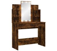 (smoked oak) vidaXL Dressing Table Makeup Vanity Desk Cosmetic Table with LED Lights Black