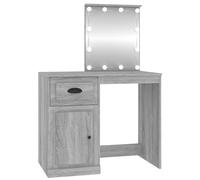 Dressing Table Makeup Vanity with LED Grey Sonoma Engineered Wood vidaXL