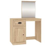 (sonoma oak, with mirror) vidaXL Dressing Table Vanity Desk Cosmetic Table Makeup Desk Engineered Wood
