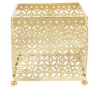 Dressing Table Organizer Large Capacity Iron Basket for Vanity | Golden Finish, Farmhouse Style, Spacious Design, for Bathroom and Bedroom, Decorative Practical Holder