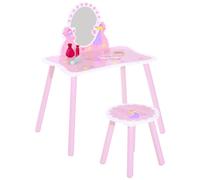 Dressing Table Pink Pinewood MDF 59x39x77cm Girls Vanity Desk Play Chair Mirror