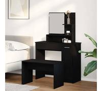 Dressing Table Set Black Oak 86.5x35x136cm Engineered Wood Vanity with Stool 1dr
