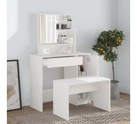 Dressing Table Set White 86.5x35x136 cm Engineered Wood Acrylic Stool & Mirror