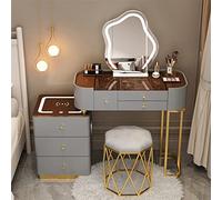 Dressing Table Set with Flip-Top Rolling Stool LED Lights Bluetooth Speaker & Wireless Charging - Dimmable ty Desk for Glamorous Spaces
