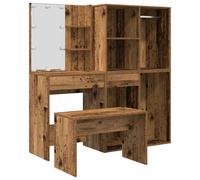 Dressing Table Set with LED Engineered Wood Vanity Desk Multi Colours vidaXL