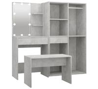 Dressing Table Set with LED Engineered Wood Vanity Desk Multi Colours vidaXL
