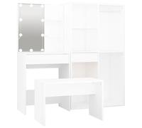 Dressing Table Set with LED Engineered Wood Vanity Desk Multi Colours vidaXL