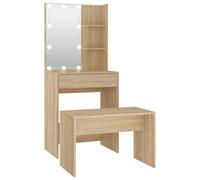 Dressing Table Set with LED Makeup Table Cosmetic Table Engineered Wood vidaXL