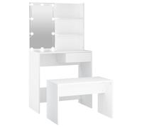 Dressing Table Set with LED Makeup Table Cosmetic Table Engineered Wood vidaXL