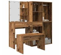 Dressing Table Set with LED Old Wood Engineered Wood