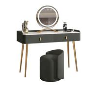 Dressing Table Set with Mirror and Stool, 100cm Makeup Vanity with Stone Top, Stylish Bedroom Furniture for Elegant Decor