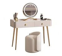 Dressing Table Set with Mirror and Stool, 100cm Makeup Vanity with Stone Top, Stylish Bedroom Furniture for Elegant Decor