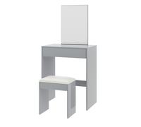 Dressing Table Set with Mirror & Stool, Vanity Desk with Large Drawer and Open Storage TAMPA GREY