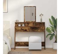 Dressing Table Smoked Oak 100x41x140cm Engineered Wood Matte Big Mirror Drawers