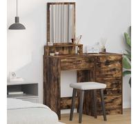 Dressing Table Smoked Oak 50 x 41 x 140 cm Engineered Wood Compact Vanity Mirror