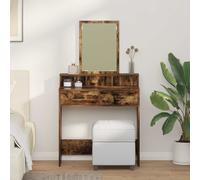 Dressing Table Smoked Oak 79x41x140cm Engineered Wood With Lrg Mirror & Drawers