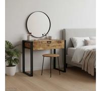 Dressing Table Solid Mango Wood Brown 90x50x75cm Storage Drawers Small w/Mirror