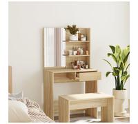 Dressing Table Sonoma Oak 74.5x40x141cm Engineered Wood Vanity with Mirror Large